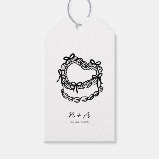 手描お洒落きケーキ結婚ズ ギフトタグ (正面)