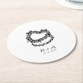 手描お洒落きケーキ結婚ズ ラウンドペーパーコースター (アングル)