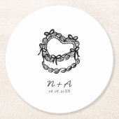 手描お洒落きケーキ結婚ズ ラウンドペーパーコースター (正面)