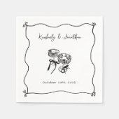 手描お洒落きシャンパ結婚ン スタンダードカクテルナプキン (正面)