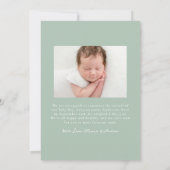 手描お洒落きセージ緑の弓2フォト誕生 案内状 (裏面)