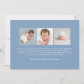 手描お洒落きダスティブルー弓4フォト誕生 案内状 (裏面)