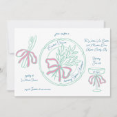 手描お洒落きテーブル設定ブライダルシャワー 招待状 (正面)