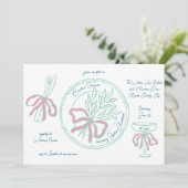 手描お洒落きテーブル設定ブライダルシャワー 招待状 (スタンド正面)