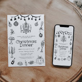 手描お洒落きディナーパーティー 招待状