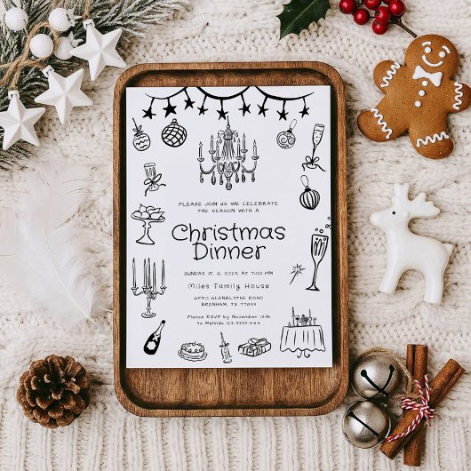 手描お洒落きディナーパーティー 招待状