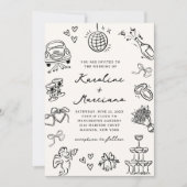 手描お洒落きドードル結婚式招待状 招待状 (正面)