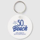 手描お洒落きドードル50thビーチ誕生日 キーホルダー (裏面)