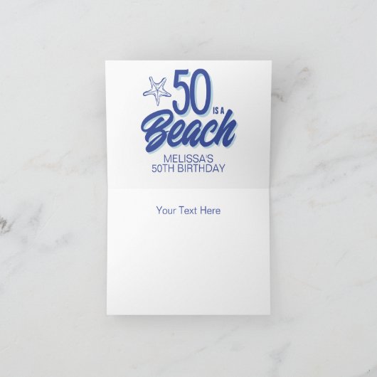 手描お洒落きドードル50thビーチ誕生日 サンキューカード (内部)