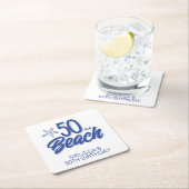 手描お洒落きドードル50thビーチ誕生日 スクエアペーパーコースター (インサイチュ)