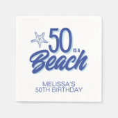 手描お洒落きドードル50thビーチ誕生日 スタンダードカクテルナプキン (正面)