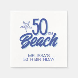 手描お洒落きドードル50thビーチ誕生日 スタンダードカクテルナプキン