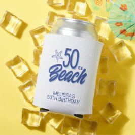 手描お洒落きドードル50thビーチ誕生日 缶クーラー