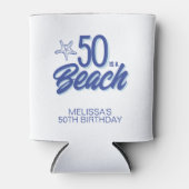 手描お洒落きドードル50thビーチ誕生日 缶クーラー (正面)