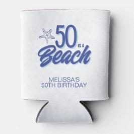 手描お洒落きドードル50thビーチ誕生日 缶クーラー