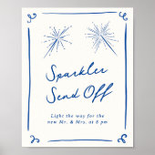 手描お洒落きネイビーブルースパーカーの送信オフ ポスター (正面)