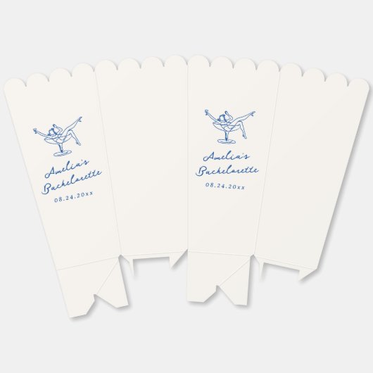 手描お洒落きネイビーブルーバチェロレッテ フェイバーボックス (見開き)