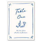 手描お洒落きネイビーブルー テーブルナンバー (正面)