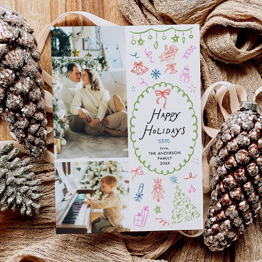 手描お洒落きハッピーホリデー2写真 シーズンカード