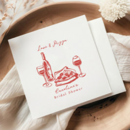 手描お洒落きピザワインブライダルシャワー スタンダードカクテルナプキン