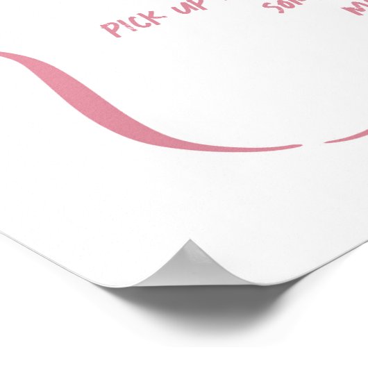 手描お洒落きピンク深夜おむつサイン ポスター (角)