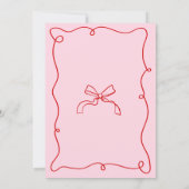 手描お洒落きピンク&レッドブライダルシャワー 招待状 (裏面)