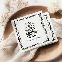 手描お洒落きモノグラ結婚ム スタンダードカクテルナプキン