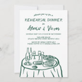手描お洒落きリハーサルのディナーテーブルカスタム 招待状 (正面)