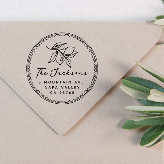 手描お洒落きレモン名&差出人住所 セルフインキングスタンプ