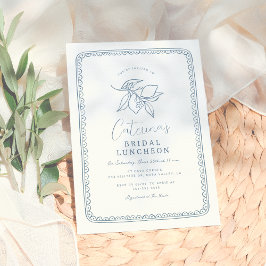 手描お洒落きレモン |青いブライダルシャワー 招待状