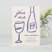 手描お洒落きワイン誕生日招待状 招待状 (スタンド正面)
