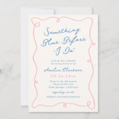 手描お洒落き何か青いブライダルシャワー 招待状 (正面)