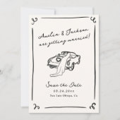 手描お洒落き日付写真QRコードを保存 招待状 (正面)