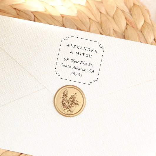 手描お洒落き枠対差出人住所 ラバースタンプ