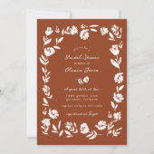 手描お洒落き花縁どブライダルシャワー 招待状 (正面)