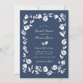 手描お洒落き花縁どブライダルシャワー 招待状 (正面)