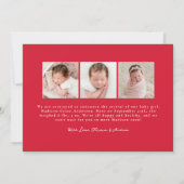 手描お洒落き赤い弓4フォト誕生 案内状 (裏面)