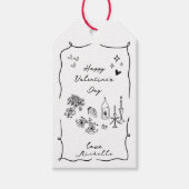 手描お洒落き黒|ホワイトバレンタインデー ギフトタグ (正面)