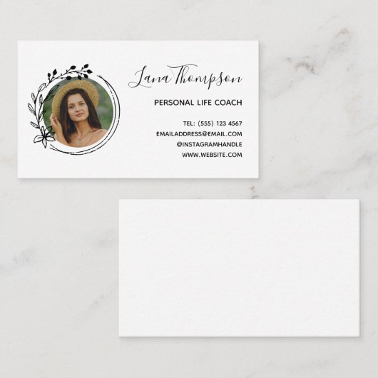 手描かわいらしきリース（写真付き） 名刺 (正面/裏面)