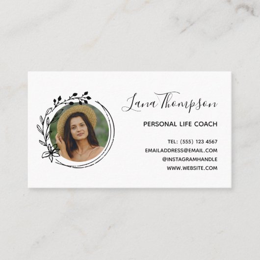 手描かわいらしきリース（写真付き） 名刺 (正面)