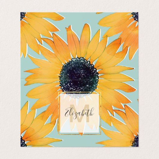 手描かわいらしき黄ひまわり模様絵を描 名刺 (外部フラット)