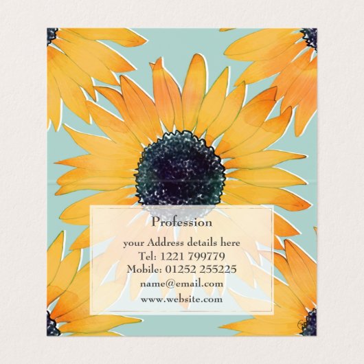 手描かわいらしき黄ひまわり模様絵を描 名刺 (内部フラット)