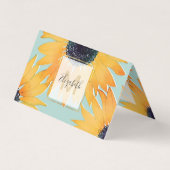 手描かわいらしき黄ひまわり模様絵を描 名刺 (正面)