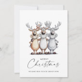 手描きおもしろいクリスマストインデナ企業のー シーズンカード (正面)