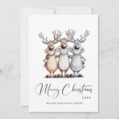 手描きおもしろいクリスマストインデナ企業のー シーズンカード (正面)