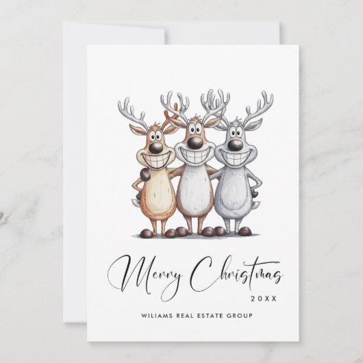 手描きおもしろいクリスマストインデナ企業のー シーズンカード (正面)