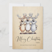 手描きおもしろいクリスマストインデナ企業のー シーズンカード (正面)