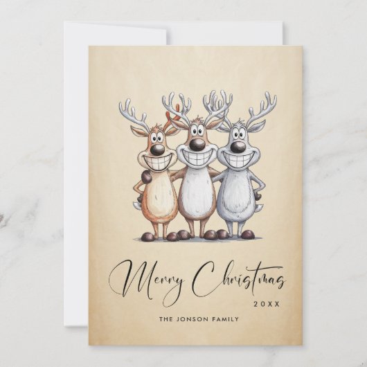 手描きおもしろいクリスマストナカイ シーズンカード (正面)