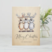 手描きおもしろいクリスマストナカイ シーズンカード (スタンド正面)