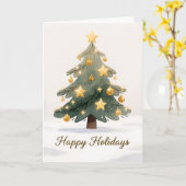手描きお洒落のクリスマスツリー カード (黄色い花)